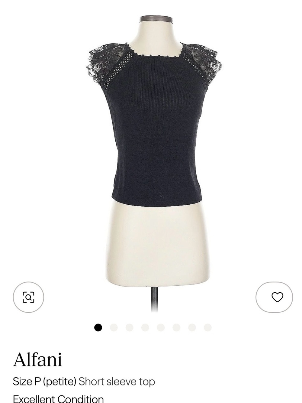 Alfani Black Lace Cap Sleeve Knit Top